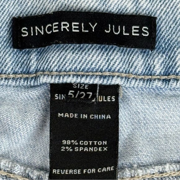 Sincerely Jules High Rise Straight Leg Jeans Size 5/27 Light Wash - Picture 8 of 8